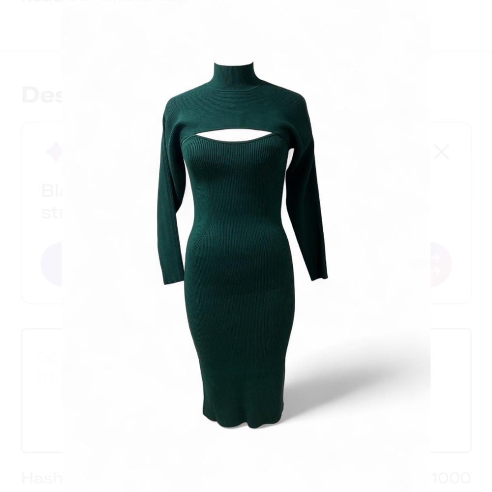 NWOT Banana Republic Elegant 2 piece Green Knit Dress Size S - Picture 2 of 5